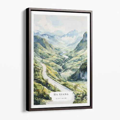 00 - Framed Ha Giang Vietnam Watercolor Canvas Print - Portrait - Main.jpg