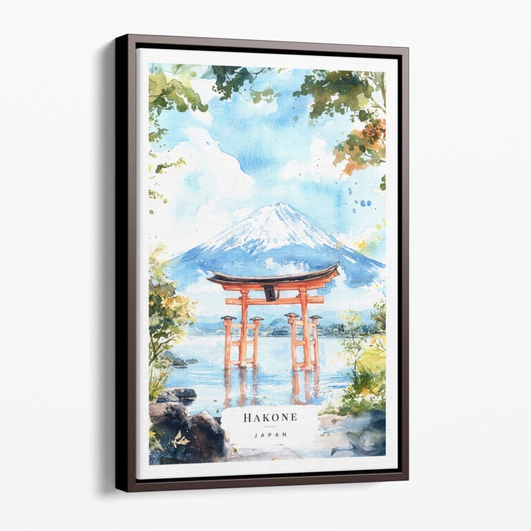 00 - Framed Hakone Gate Watercolor Canvas Print - Portrait - Main.jpg