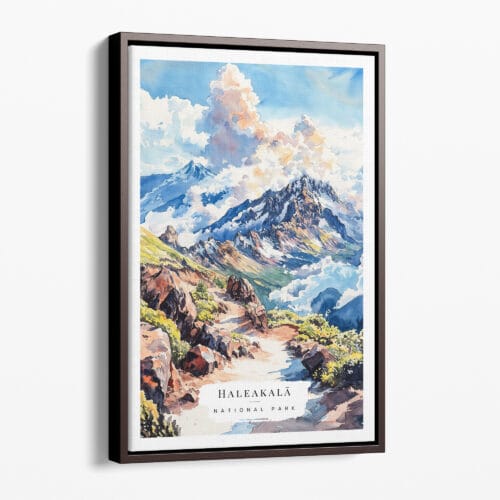 00 - Framed Haleakalā National Park Watercolor Canvas Print - Portrait - Main.jpg