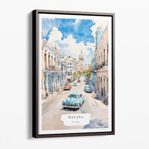00 - Framed Havana Cuba Watercolor Canvas Print - Portrait - Main.jpg