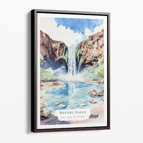 00 - Framed Havasu Falls Watercolor Canvas Print - Portrait - Main.jpg
