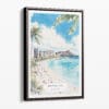 00 - Framed Hawaii Honolulu - Watercolor Canvas Print - Portrait - Main.jpg