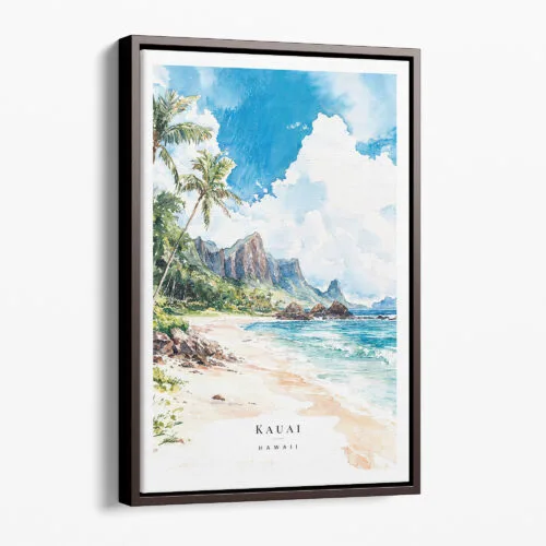 00 - Framed Hawaii - Kauai - Watercolor Canvas Print - Portrait - Main.jpg