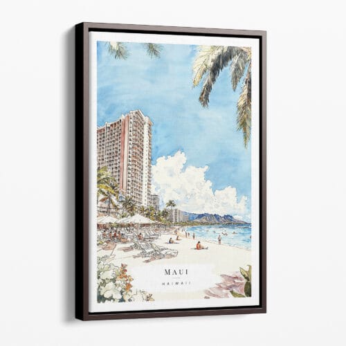 00 - Framed Hawaii - Maui - Watercolor Canvas Print - Portrait - Main.jpg