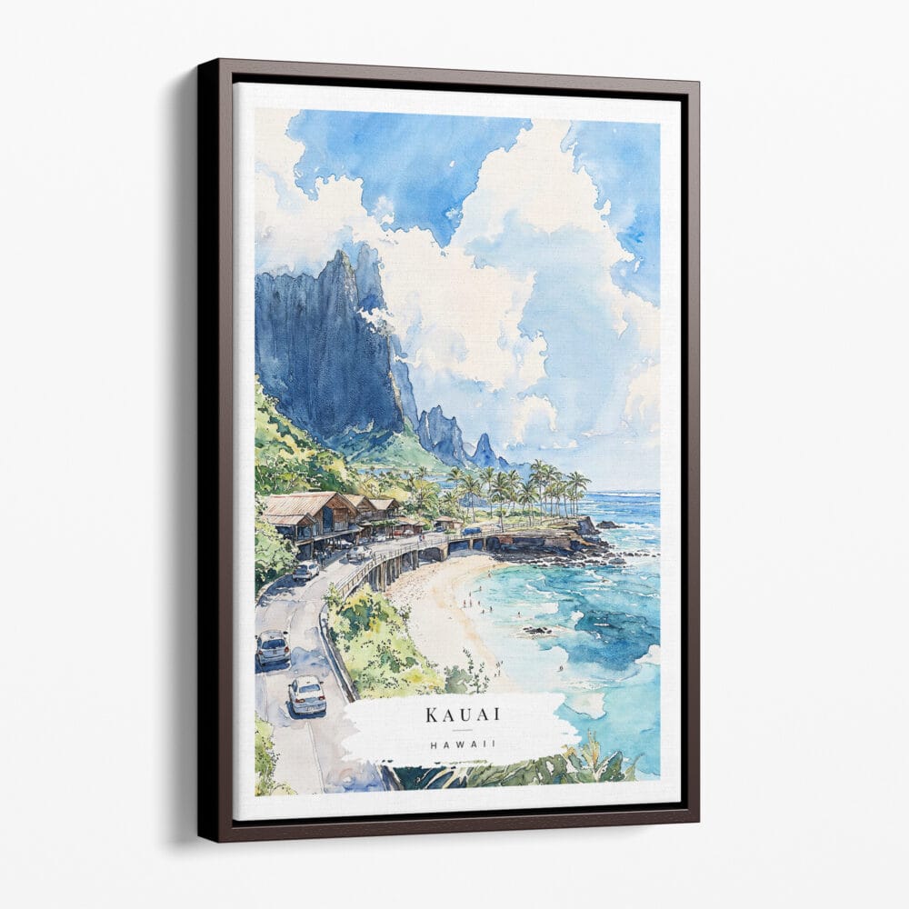 00 - Framed Hawaii - Napali - Watercolor 2 Canvas Print - Portrait - Main.jpg