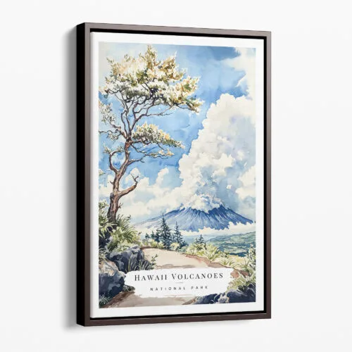 00 - Framed Hawaii Volcanoes National Park Watercolor Canvas Print - Portrait - Main.jpg