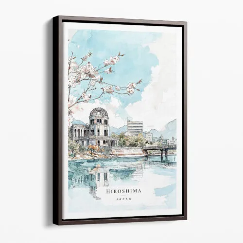 00 - Framed Hiroshima - Watercolor Canvas Print - Portrait - Main.jpg