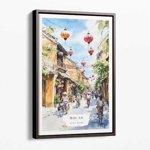 00 - Framed Hoi An Vietnam Watercolor Canvas Print - Portrait - Main.jpg