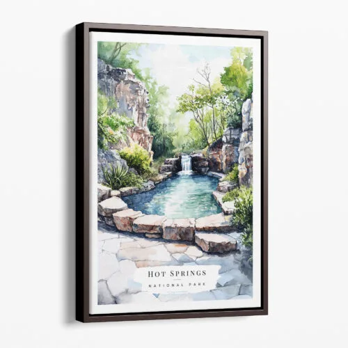 00 - Framed Hot Springs National Park Watercolor Canvas Print - Portrait - Main.jpg