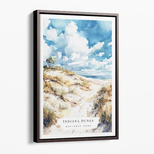 00 - Framed Indiana Dunes National Park Watercolor Canvas Print - Portrait - Main.jpg