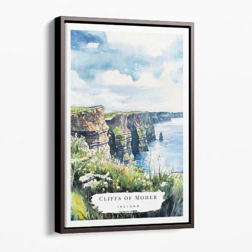 00 - Framed Ireland - Cliffs of Moher - Watercolor Canvas Print - Portrait - Main.jpg