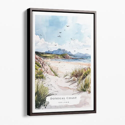 00 - Framed Ireland - Donegal Coast - Watercolor Canvas Print - Portrait - Main.jpg