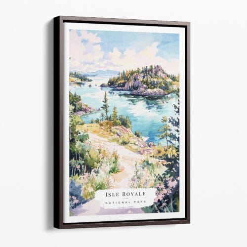 00 - Framed Isle Royale National Park Watercolor Canvas Print - Portrait - Main.jpg