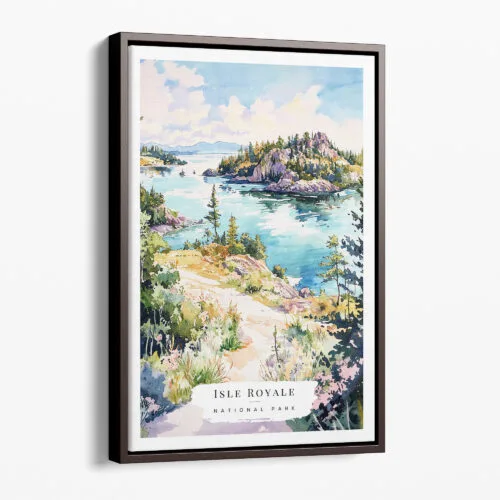 00 - Framed Isle Royale National Park Watercolor Canvas Print - Portrait - Main.jpg