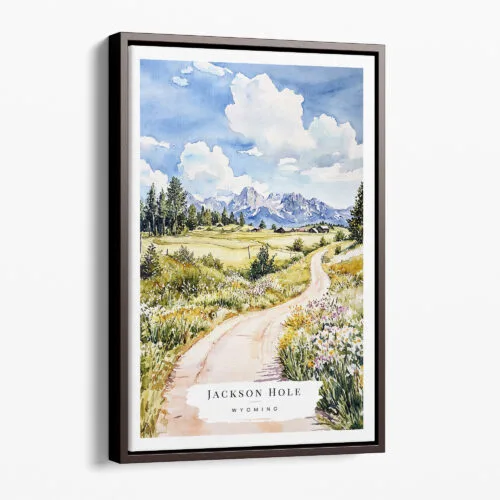 00 - Framed Jackson Hole Watercolor Canvas Print - Portrait - Main.jpg