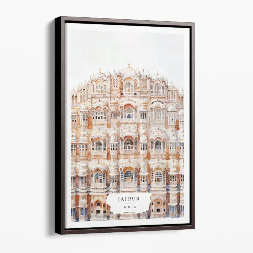 00 - Framed Jaipur Palace of the winds Watercolor Canvas Print - Portrait - Main.jpg