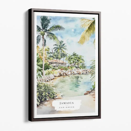 00 - Framed Jamaica Caribbean Island Watercolor Canvas Print - Portrait - Main.jpg