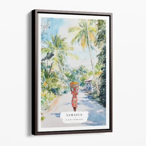 00 - Framed Jamaica Watercolor Canvas Print - Portrait - Main.jpg