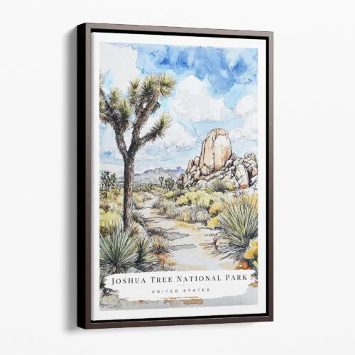 00 - Framed Joshua Tree National Park Watercolor Canvas Print - Portrait - Main.jpg