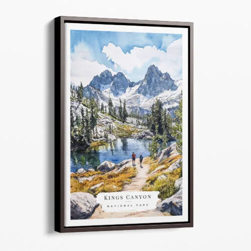 00 - Framed Kings Canyon National Park Watercolor Canvas Print - Portrait - Main.jpg