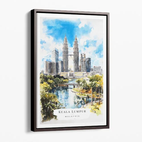 00 - Framed Kuala Lumpur Watercolor Canvas Print - Portrait - Main.jpg