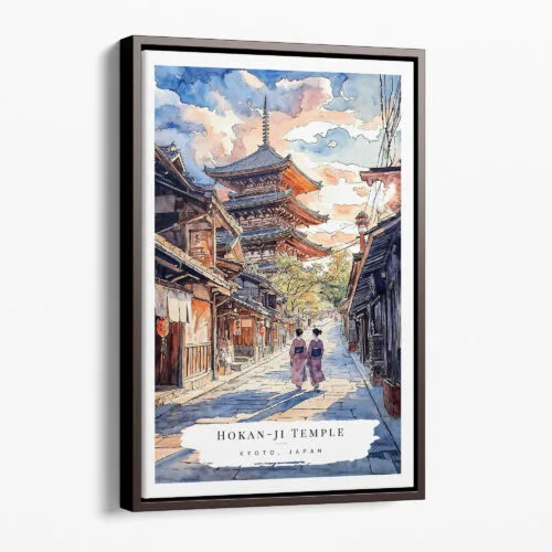 00 - Framed Kyoto Hokan-ji Temple - Watercolor Canvas Print - Portrait - Main.jpg