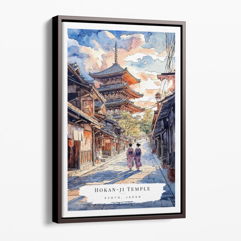 00 - Framed Kyoto Hokan-ji Temple - Watercolor Canvas Print - Portrait - Main.jpg