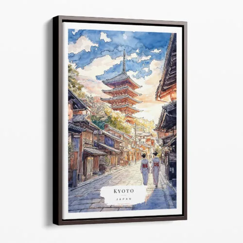00 - Framed Kyoto Pagoda - Watercolor 1 Canvas Print - Portrait - Main.jpg