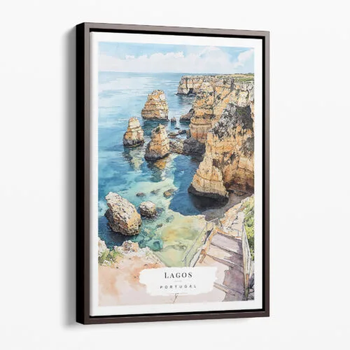 00 - Framed Lagos Portugal Watercolor Canvas Print - Portrait - Main.jpg