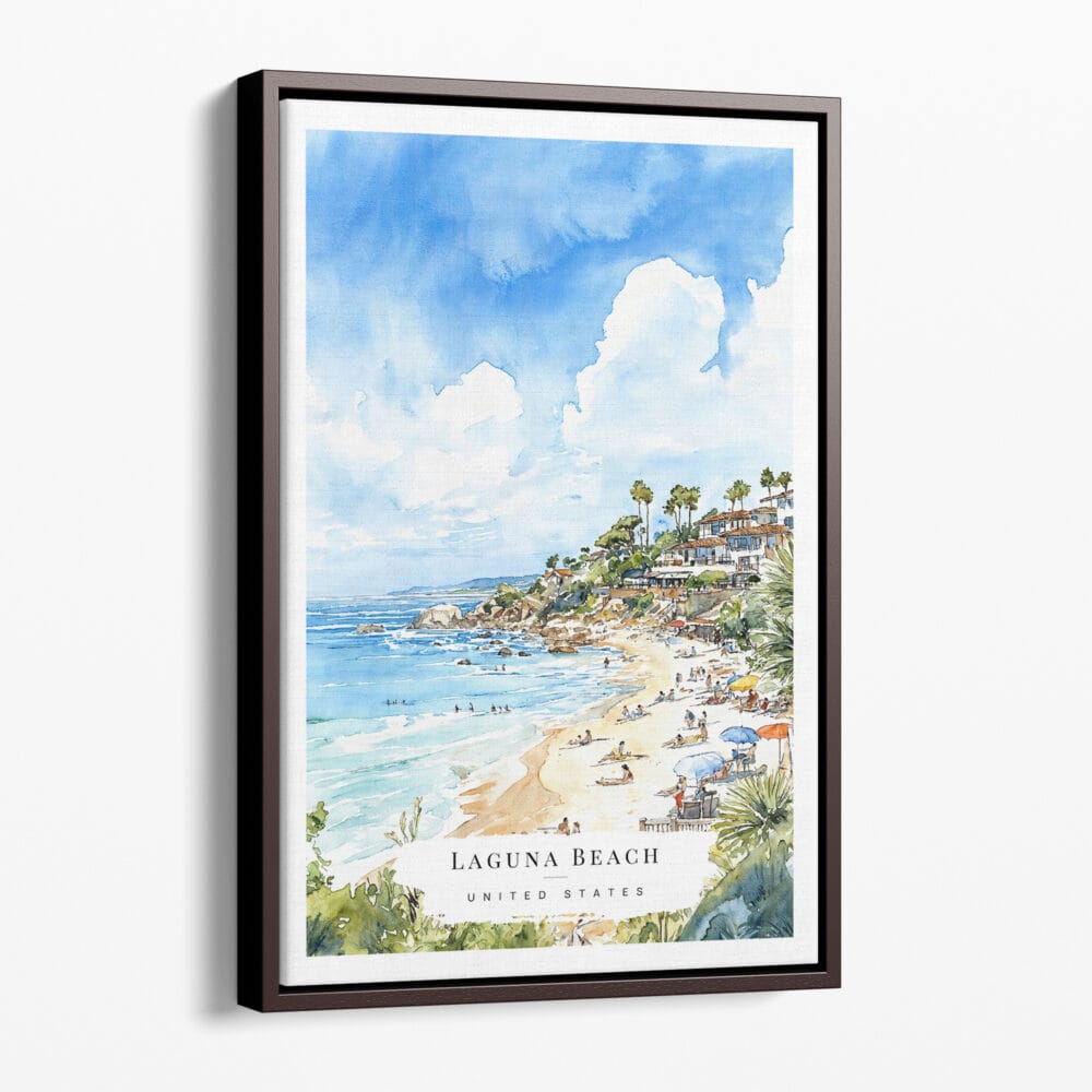 00 - Framed Laguna Beach Watercolor Canvas Print - Portrait - Main.jpg