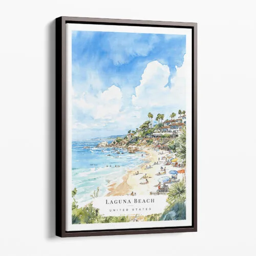 00 - Framed Laguna Beach Watercolor Canvas Print - Portrait - Main.jpg