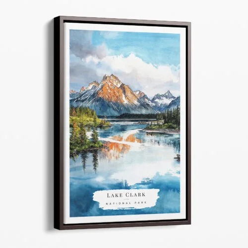 00 - Framed Lake Clark National Park Watercolor Canvas Print - Portrait - Main.jpg