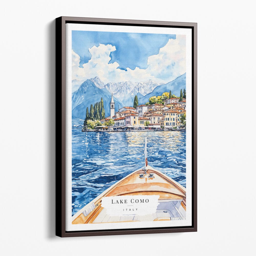 00 - Framed Lake Como Boat View Watercolor Canvas Print - Portrait - Main.jpg