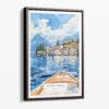 00 - Framed Lake Como Boat View Watercolor Canvas Print - Portrait - Main.jpg