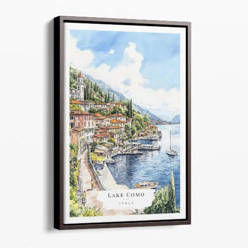 00 - Framed Lake Como Watercolor Canvas Print - Portrait - Main.jpg
