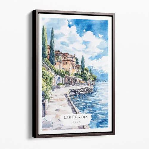 00 - Framed Lake Garda Watercolor Canvas Print - Portrait - Main.jpg