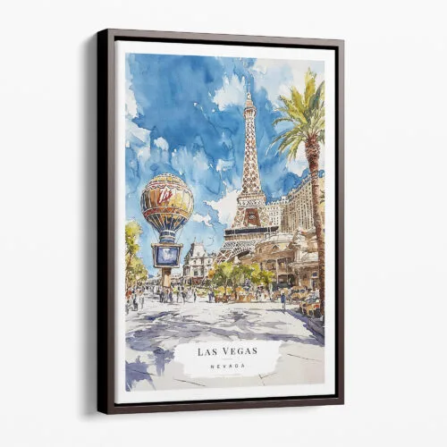00 - Framed Las Vegas Nevada Watercolor Canvas Print - Portrait - Main.jpg