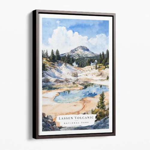 00 - Framed Lassen Volcanic National Park Watercolor Canvas Print - Portrait - Main.jpg
