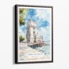 00 - Framed Lisboa Torre de Belém Watercolor Canvas Print - Portrait - Main.jpg
