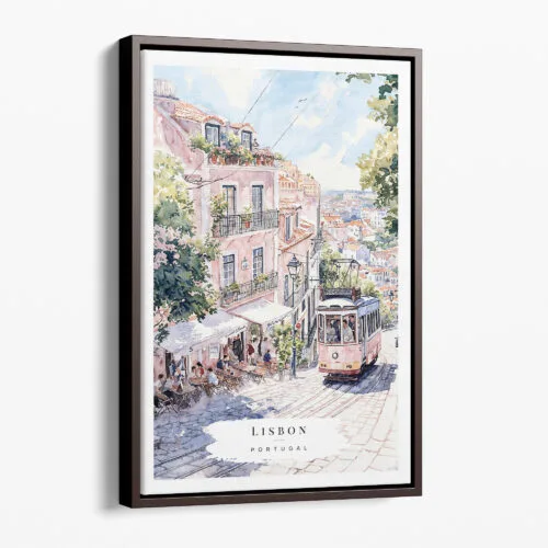 00 - Framed Lisbon 1 - Watercolor Canvas Print - Portrait - Main.jpg