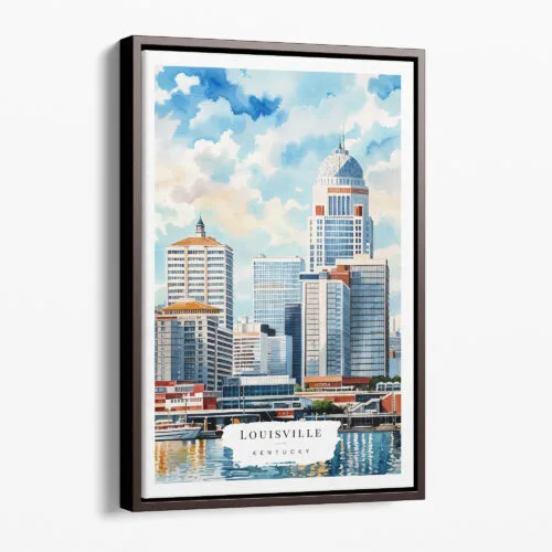 00 - Framed Louisville Kentucky Watercolor Canvas Print - Portrait - Main.jpg