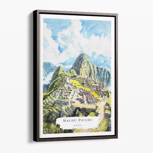 00 - Framed Machu Picchu Watercolor Canvas Print - Portrait - Main.jpg