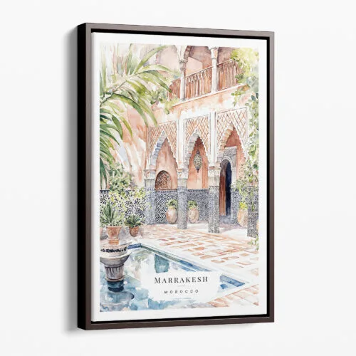 00 - Framed Marrakesh Morroco Watercolor Canvas Print - Portrait - Main.jpg