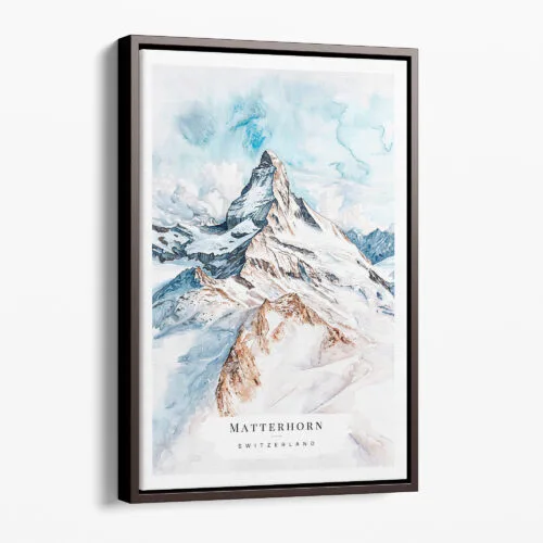 00 - Framed Matterhorn Watercolor Canvas Print - Portrait - Main.jpg