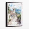 00 - Framed Medellin Old Town Watercolor Canvas Print - Portrait - Main.jpg