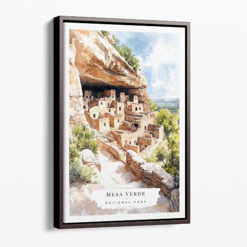 00 - Framed Mesa Verde National Park Watercolor Canvas Print - Portrait - Main.jpg