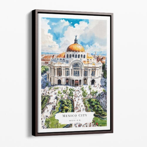 00 - Framed Mexico Palacio de Bellas Artes Watercolor Canvas Print - Portrait - Main.jpg