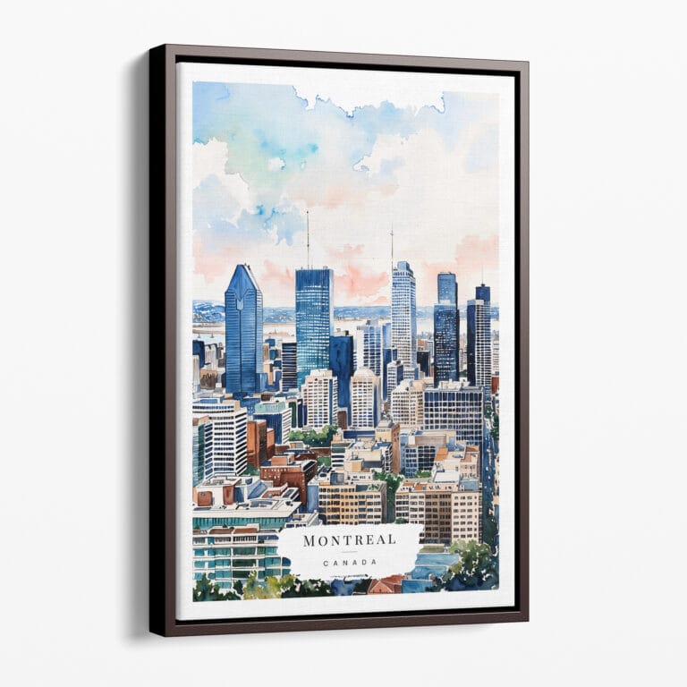00 - Framed Montreal Skyline Watercolor Canvas Print - Portrait - Main.jpg
