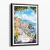 00 - Framed Naples Italy Watercolor Canvas Print - Portrait - Main.jpg