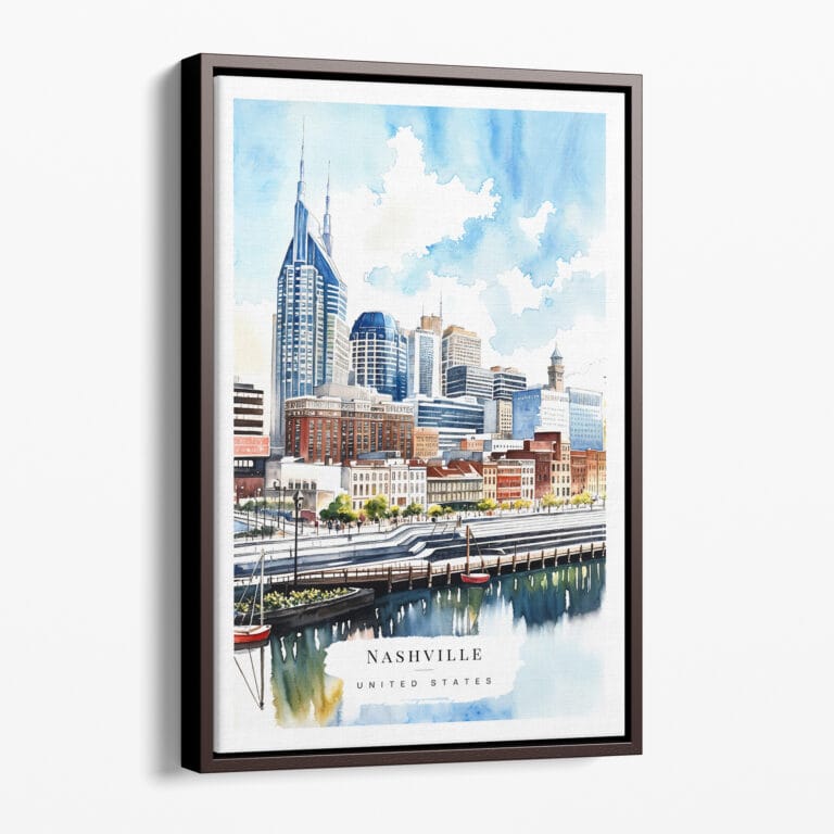 00 - Framed Nashville Skyline Watercolor Canvas Print - Portrait - Main.jpg